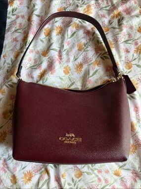 Coach Burgundy Leather Shoulder Bag with Gold Hardware